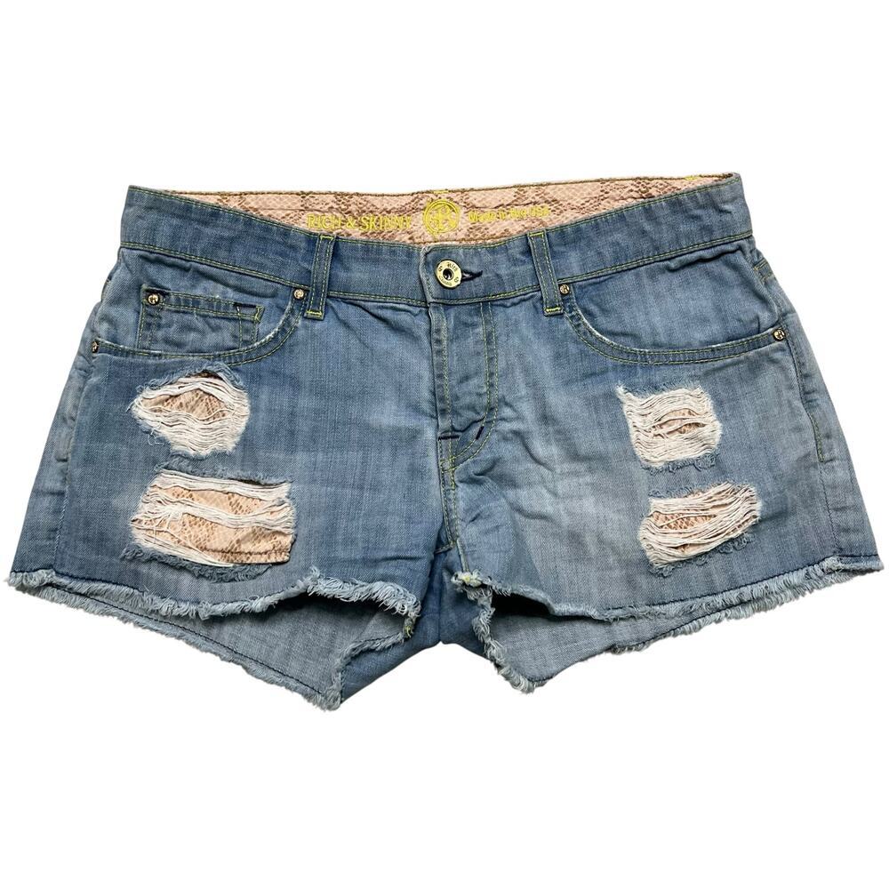 Rich & Skinny Women’s Distressed Cut Off Denim Shorts - Light Wash - size 26